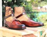 Handmade Madrid Strap leather ankle boots for men's - leathersguru