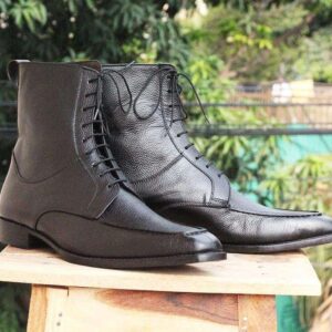 Handmade Black Leather Ankle boots Men's - leathersguru