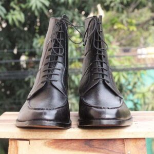 Handmade Black Leather Ankle boots Men's - leathersguru