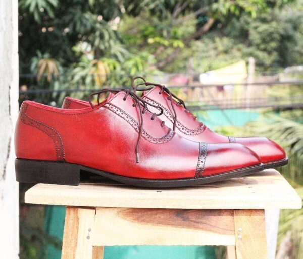Handmade Burgundy Leather Shoe - leathersguru