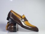 Bespoke Yellow Chocolate Brown Loafer Leather  Shoes for Men's - leathersguru