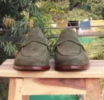 Handmade Green Suede Loafers Shoe - leathersguru