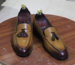 Handmade Brown Loafer Tussle Leather Shoes, Slip On Casual Shoes