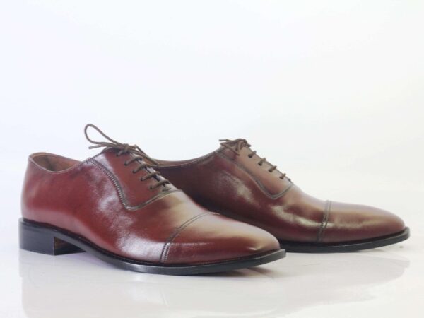 Men's Burgundy Cap Toe Lace Up Leather Shoe - leathersguru