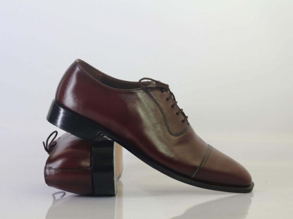 Men's Burgundy Cap Toe Lace Up Leather Shoe - leathersguru