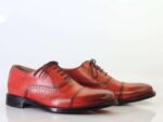 Men's Pink Cap Toe Lace Up Leather Shoe - leathersguru