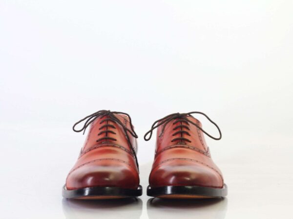 Men's Pink Cap Toe Lace Up Leather Shoe - leathersguru