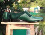 Men's Green Leather Suede Shoe - leathersguru