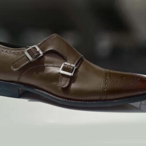 Handmade Brown Monk Strap Leather Shoe - leathersguru