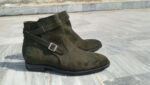 Men's Grey Jodhpurs Suede Ankle Boot,Hand Painted Boot