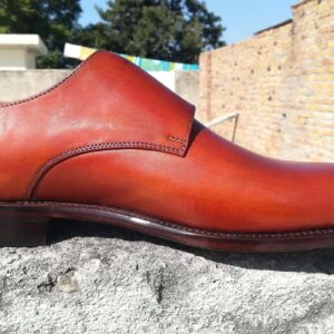 Handmade Brown Double Monk Strap Leather Shoe - leathersguru