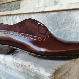 Handmade Brown Leather Suede Brogue Toe Shoe - leathersguru