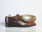 Bespoke Brown Burgundy Leather Wing Tip Lace up Shoe for Men - leathersguru