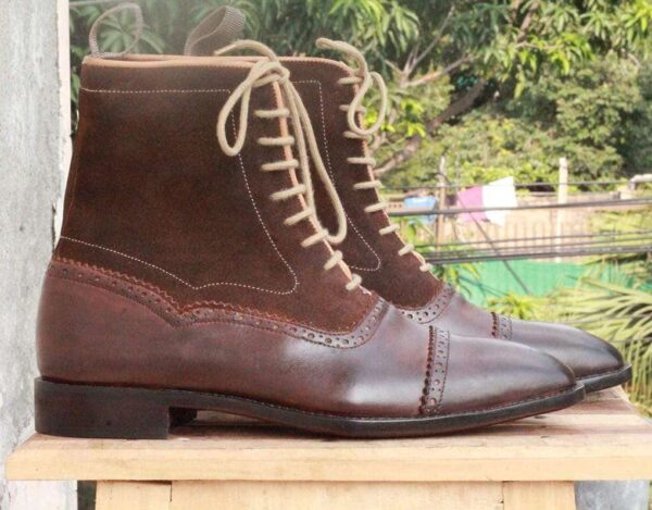 Handmade Brown Ankle Boot  For Men - leathersguru