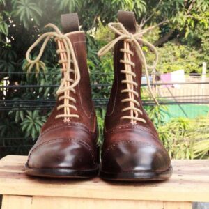 Handmade Brown Ankle Boot  For Men - leathersguru