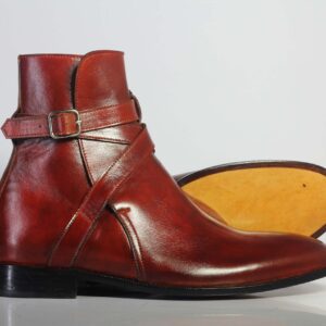 Handmade Burgundy Leather Jodhpurs Boots For Men's - leathersguru