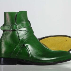 Handmade Green Jodhpurs Leather BootsFor Men's - leathersguru