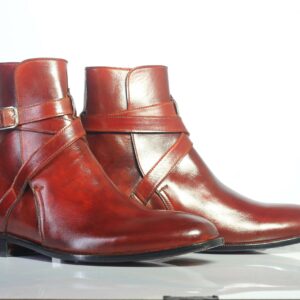 Handmade Burgundy Leather Jodhpurs Boots For Men's - leathersguru