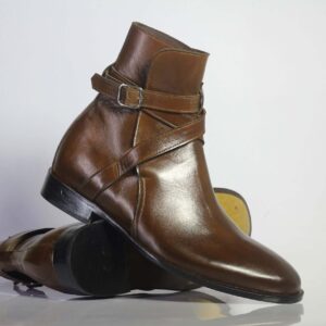 Handmade Brown Jodhpurs Leather Boots For Men's - leathersguru