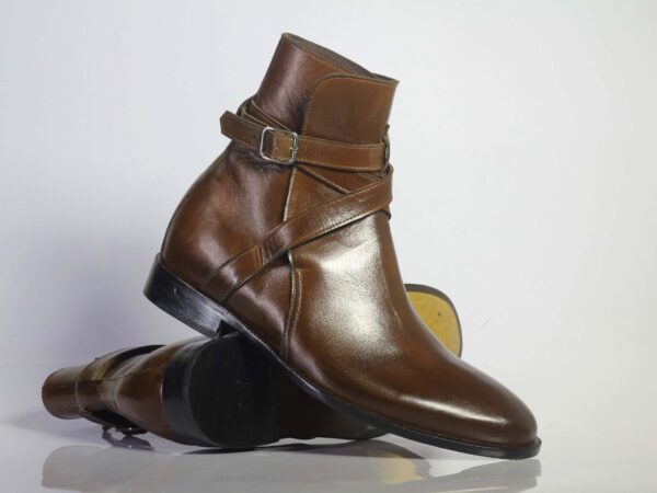 Handmade Brown Jodhpurs Leather Boots For Men's - leathersguru