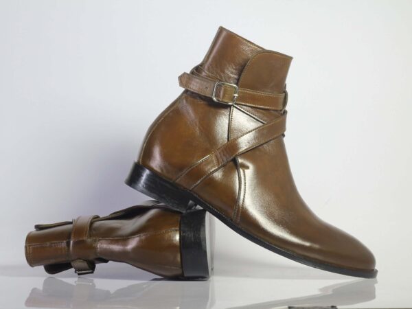 Handmade Brown Jodhpurs Leather Boots For Men's - leathersguru