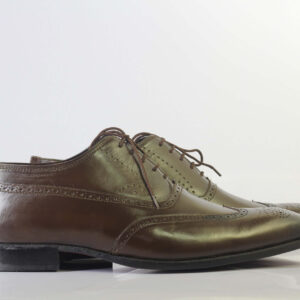 Bespoke Brown Leather Wing Tip Lace Up Shoe for Men - leathersguru