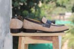Handmade Beige Tussle Slip On Men Shoe - leathersguru