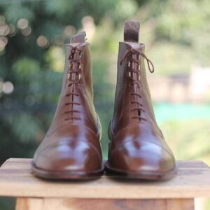 Handmade Brown Ankle High Boot For Men - leathersguru