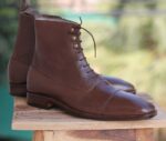 Handmade Brown Ankle High Boot For Men - leathersguru