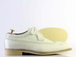 Bespoke White Leather Wing Tip Lace Up Shoe for Men's - leathersguru