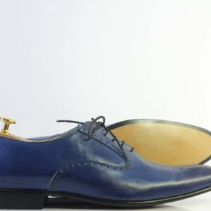 Bespoke Blue Leather Lace Up Shoe for Men - leathersguru