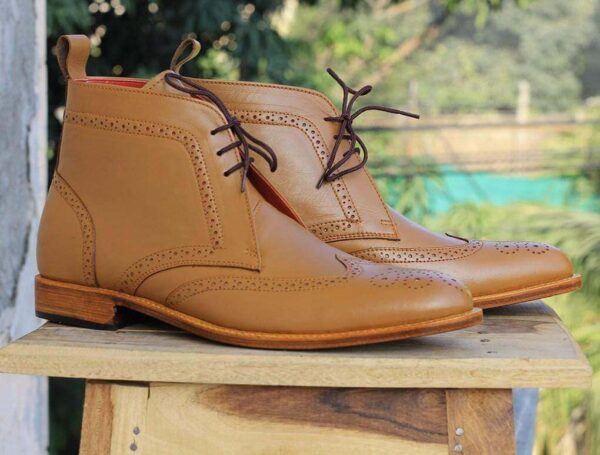 Handmade Tan Chukka Boots For Men - leathersguru