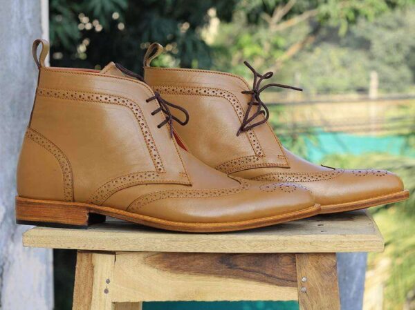 Handmade Tan Chukka Boots For Men - leathersguru