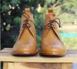 Handmade Tan Chukka Boots For Men - leathersguru