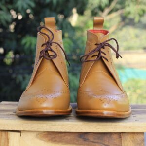 Handmade Tan Chukka Boots For Men - leathersguru