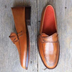 Men's Brown leather Slip on shoes - leathersguru