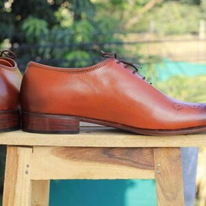 Men's Tan Brown Brogue Leather Shoe - leathersguru