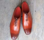 Men's Tan Brown Brogue Leather Shoe - leathersguru