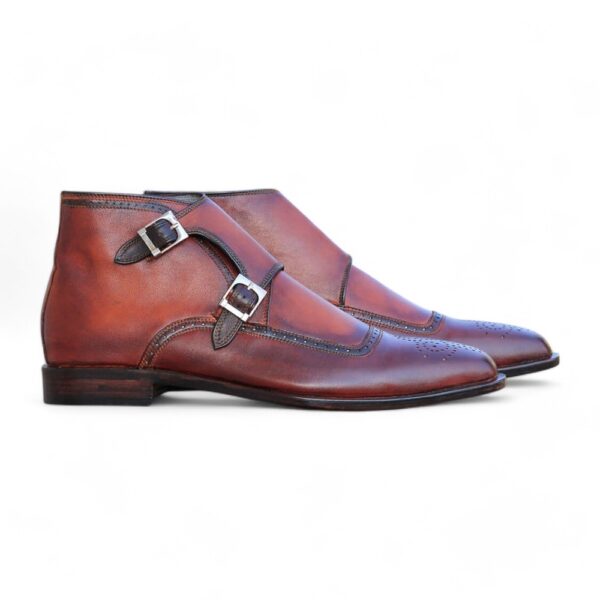 Bespoke Burgundy Chukka Leather Monk Strap Boots - leathersguru