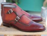 Handmade Brown Two tone Ankle Boots For Men - leathersguru