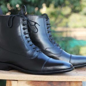 Handmade Black Ankle Boots For Men's - leathersguru