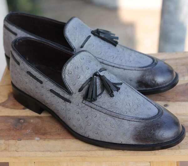 Handmade Ostrich leather tussle Slip on shoes - leathersguru