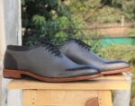 Men's Gray whole Cut Leather Shoe - leathersguru