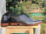 Men's Gray whole Cut Leather Shoe - leathersguru