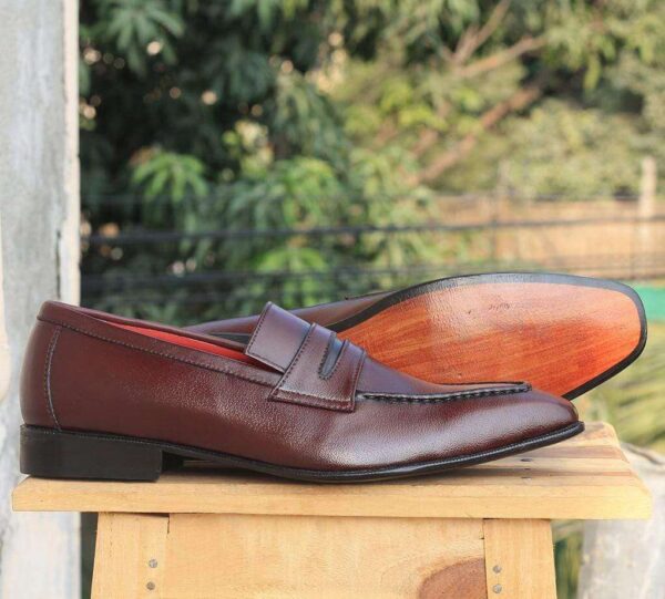 Men's Burgundy leather Slip on shoe - leathersguru