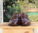 Men's Burgundy leather Slip on shoe - leathersguru