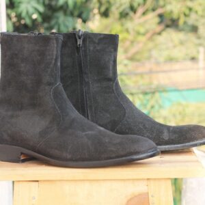 Handmade Black Suede Ankle Boots - leathersguru