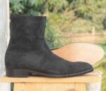 Handmade Black Suede Ankle Boots - leathersguru