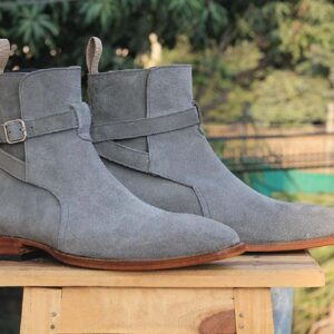 Handmade Gray Jodhpurs Ankle Boots For Men's - leathersguru