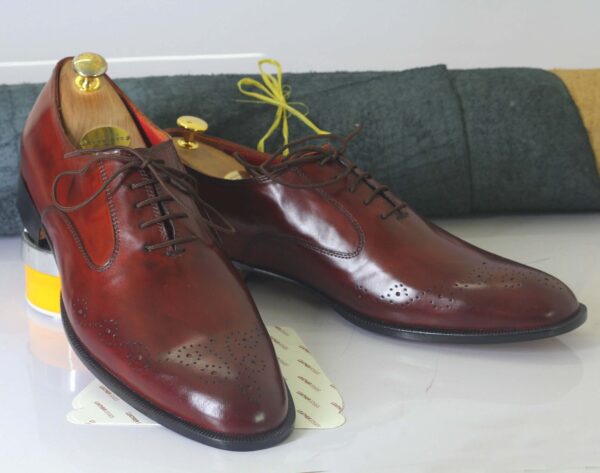 Bespoke Burgundy Brogue Toe Shoe for Men - leathersguru